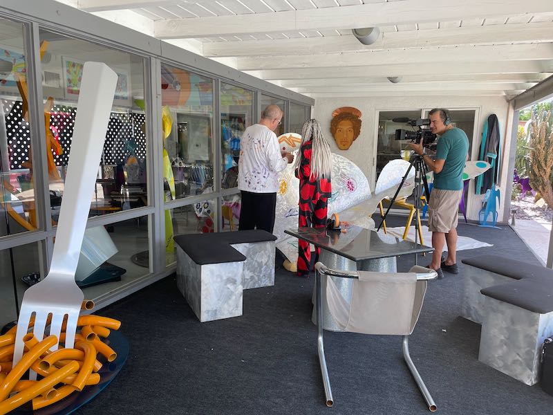 Jon filming Karen and Tony painting